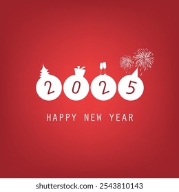 Tarjeta roja del año Nuevo o fondo, diseño del Vector para el año 2025