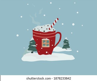 Red new year christmas thee cup