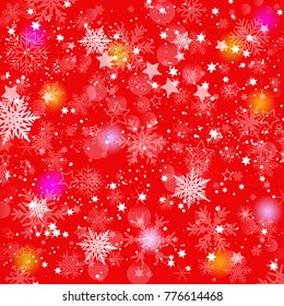 Red New Year crystal snowflake background - stock vector