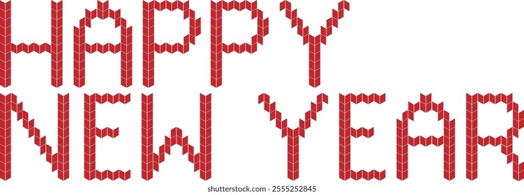 Red New Year Text Pixle
