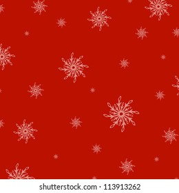 Red New Years Background With Snowflake, Vector Illustration