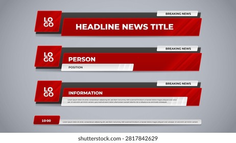 Red news overlay with modern design for broadcast media template design