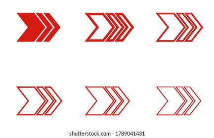 red next arrow icons vector concept with white background