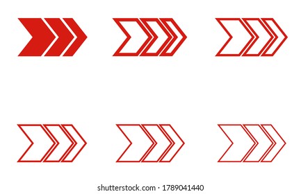 el concepto de vector de iconos de flecha roja siguiente con fondo blanco