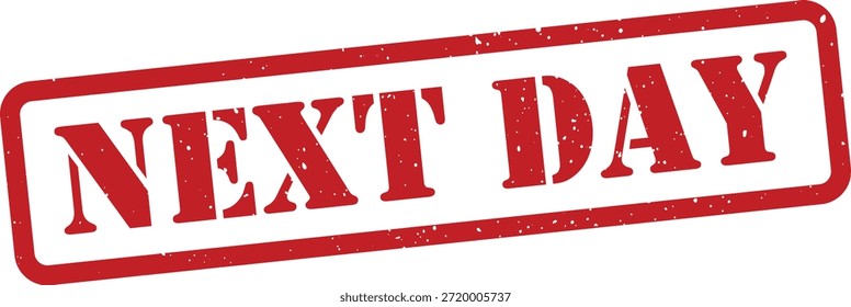 Red next day stamp on white background