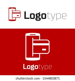 Red NFC Payment icon isolated on white background. Mobile payment. NFC smartphone concept. Transfer icon. Logo design template element. Vector Illustration