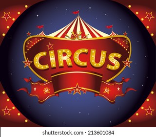 Red night circus sign. A circus sign in the night for your entertainment