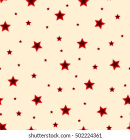 Red Night sky with stars seamless vector pattern. Stars Seamless Pattern. The vector image. Starry night sky. Stars art. Seamless monochrome pattern. Vector illustration.