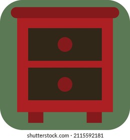 Mesa de pie de noche roja, ilustración, vector sobre un fondo blanco.
