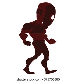 Red Ninja Bad Guy Standing Cartoon Vector