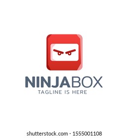Red ninja box logo design vector