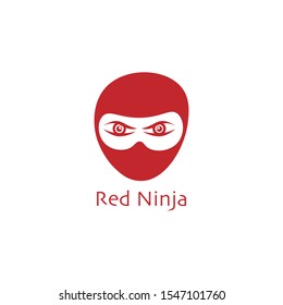 Red Ninja Logo Concept, Ninja Head Icon Vector Design Template, Super Hero Character