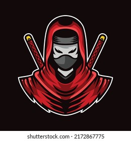 Red Ninja Mask Mascot Illustration Stock Vector (Royalty Free ...