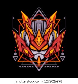 Red Ninja Robot Sacred Geometry style