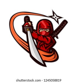 red ninja vector charecter