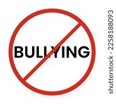 Red No Bullying Sign icon with Shadow vector illustration