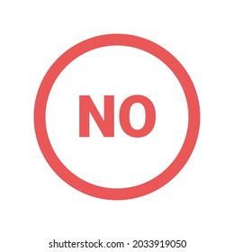 Red No Button Outline on White Background