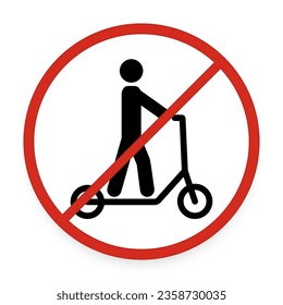 Red No Electric Scooter Allowed Sign icon vector illustration