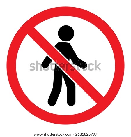 Red no entry or authorised personnel only sign with generic stick person and prohibited symbol vector