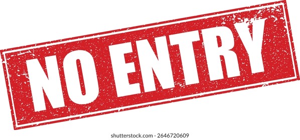 Red No Entry Rubber Stamp Word Text Written in Reverse Grunge Vector in Double Sharp Border, Vintage, Transparent Background