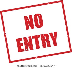 Red No Entry Rubber Stamp Word Text Written in Reverse Grunge Vector in Double Sharp Border, Vintage, Transparent Background