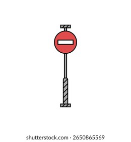 Red no entry sign illustration, clearly indicating prohibition or restricted access.