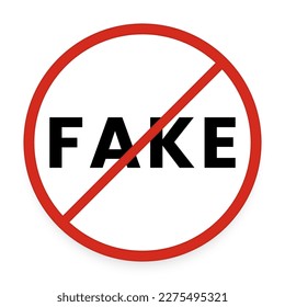 Red No Fake Sign icon with Shadow vector illustration