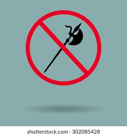 Red no knife symbol, no weapon, prohibited symbol 