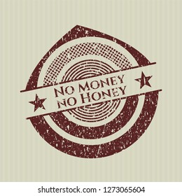 Red No Money no Honey rubber seal with grunge texture