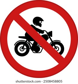 Rojo No hay señales de motocicletas. Icono de Vector. Señal de tráfico prohibida