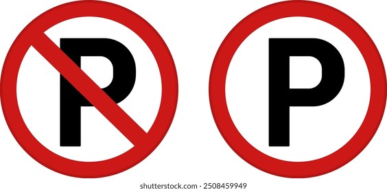 Rote Parkverbotsschilder. Vektorsymbol. Verbotsschild