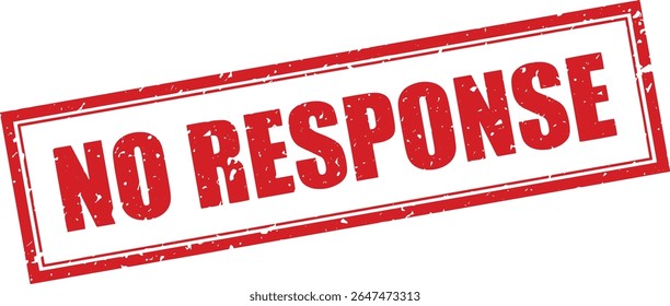 Red No Response Rubber Stamp Word Text Written in Grunge Vector in Double Sharp Border, Vintage, Transparent Background