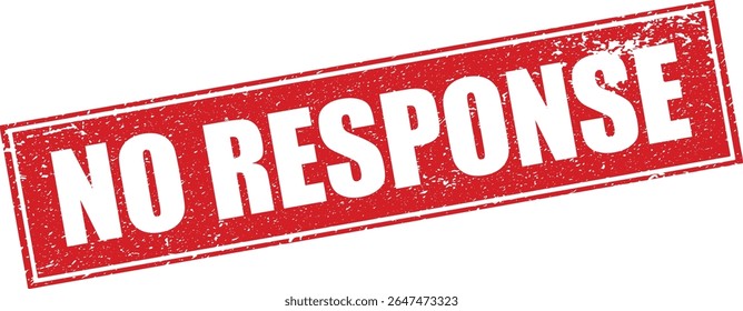 Red No Response Rubber Stamp Word Text Written in Reverse Grunge Button Vector in Double Sharp Border, Vintage, Transparent Background
