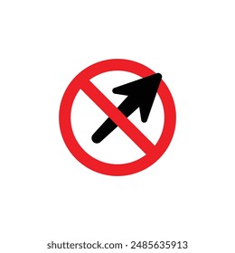 Red no right turn sign with a red line crossed by a black arrow facing left To enforce driving on the road, vector illustration on white background for design