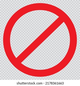 Red No Sign, Circle Frame On Checkered Background, Vector Icon, Transparent