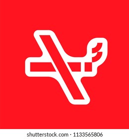 Red No smoking flat icon; No smoke sign