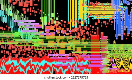 Red noise and pixels with glitch effect against black background. Vector abstraction with damage on the screen of the device. Concept of destruction, cyberpunk, future, sci-fi.