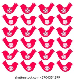 VECTOR DE PATRÓN DE DISEÑO DE PÁJAROS NÓRDICOS ROJOS