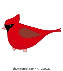 red Northern cardinal. cartoon character