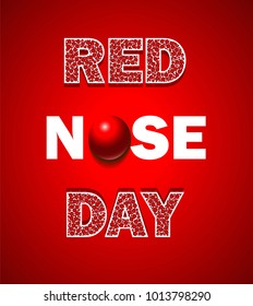  Red nose day card. Vector illustration.