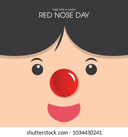 Red Nose Day Greeting card with cute children face