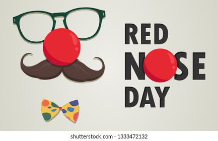 Red Nose Day Vector Card.  Vector illustration.