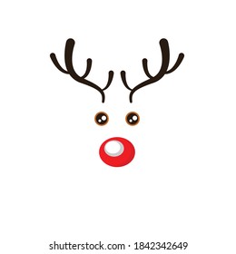 Red Nose Deer Christmas Illustration