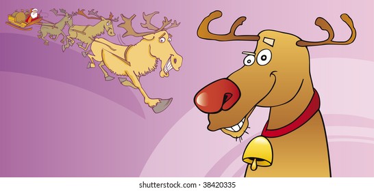 red nose reindeer christmas card