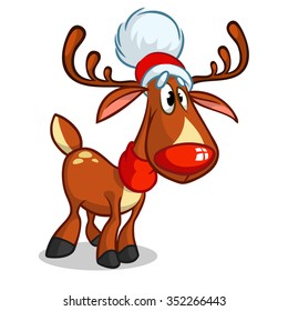 Red nose reindeer rudolph  Christmas vector characters