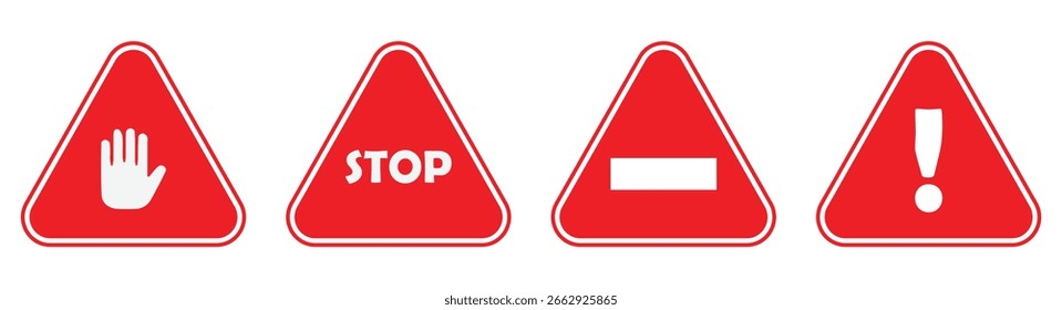 Red Not Allowed stop sign, Prohibition or stop sign illustration. red sign isolated on transparent. Red with One Way attached	