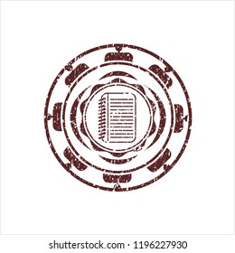 Red note book icon with rubber seal texture