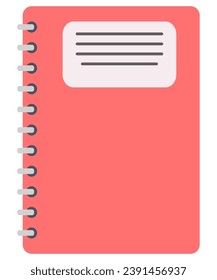 Red notebook isolated on white background.