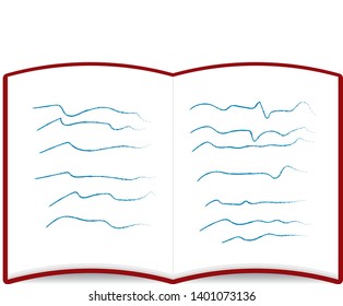 red notebook on blue write