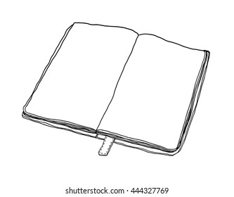 red notebook Open Blank Page line art illustration